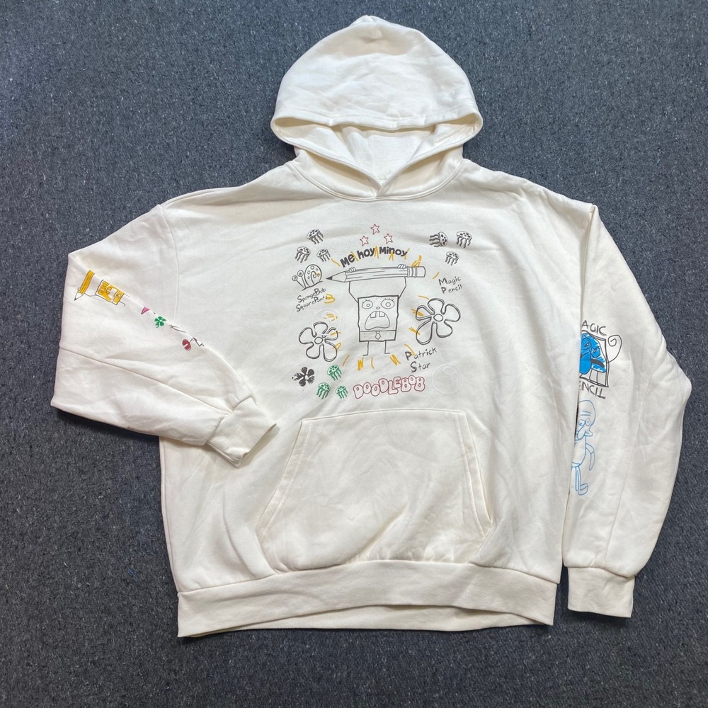 Nickelodeon SpongeBob DoodleBob Sz XL Mens Cream Skater Me Hoy Minoy Hoodie